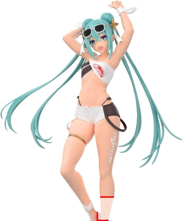 Figura Hatsune Miku Racing Ver. RACING MIKU 2023 Tropical Ver. de Banpresto en Minami Shop, 20 cm de altura con diseño veraniego."