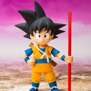 "Figura S.H. Figuarts de Son Goku (Mini) -Daima- de 7 cm en Minami Shop, con manos y expresiones intercambiables."