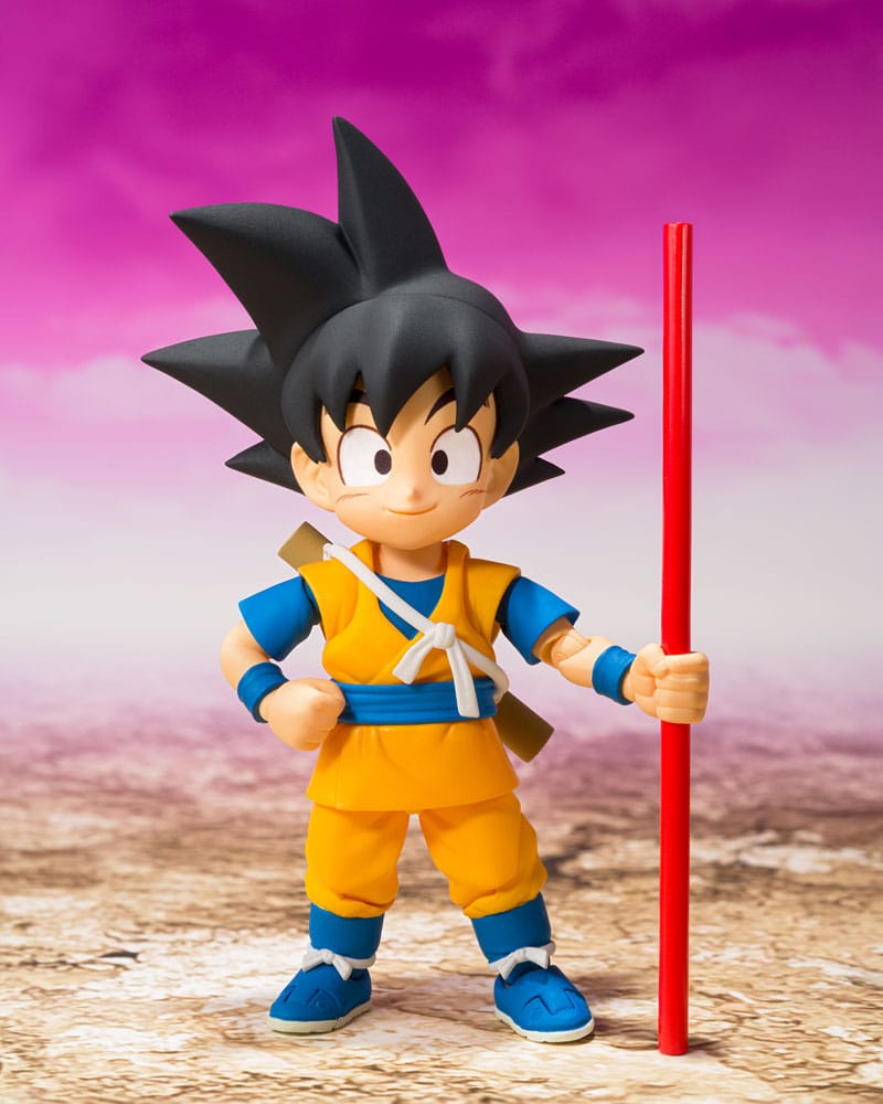 "Figura S.H. Figuarts de Son Goku (Mini) -Daima- de 7 cm en Minami Shop, con manos y expresiones intercambiables."