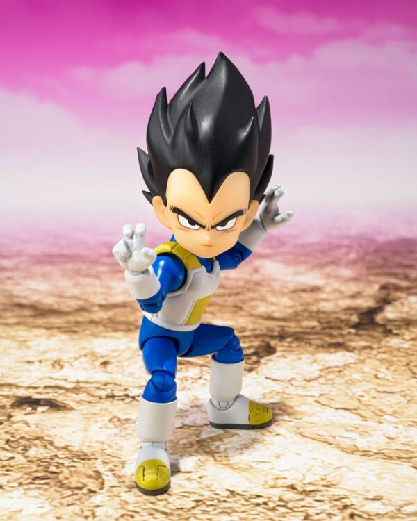 Figura S.H. Figuarts de Vegeta (Mini) -Daima- de 7 cm en Minami Shop, con manos intercambiables y expresiones faciales