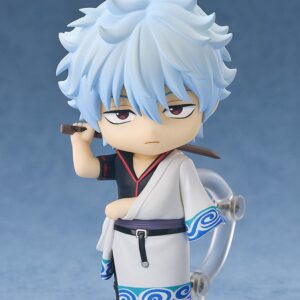 Figura Nendoroid de Gintoki Sakata de 10 cm basada en el anime Gintama, con kimono blanco, cabello plateado y espada en el hombro