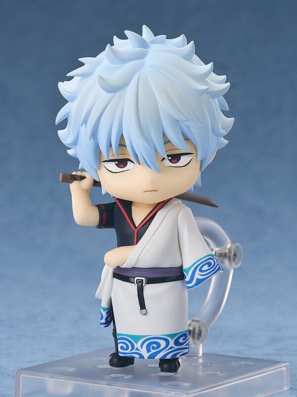 Figura Nendoroid de Gintoki Sakata de 10 cm basada en el anime Gintama, con kimono blanco, cabello plateado y espada en el hombro