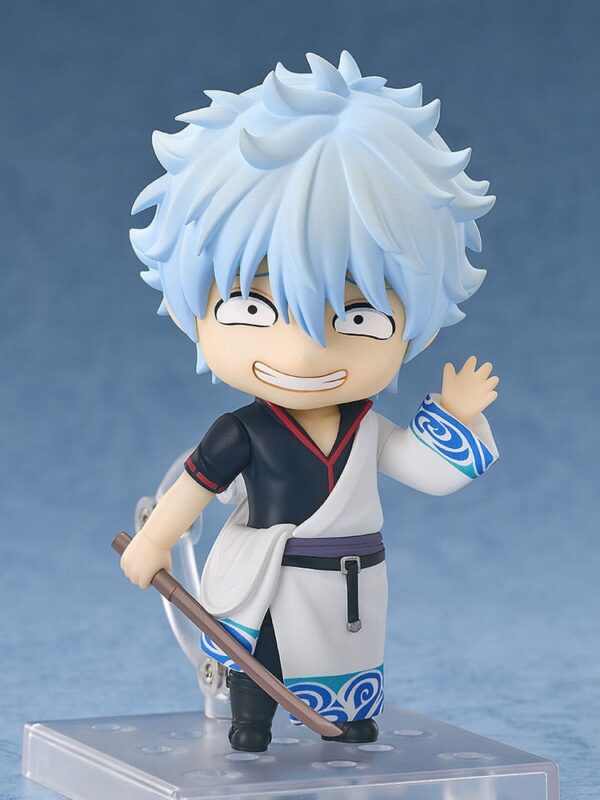 Figura Nendoroid de Gintoki Sakata de 10 cm basada en el anime Gintama, con kimono blanco, cabello plateado y espada en el hombro