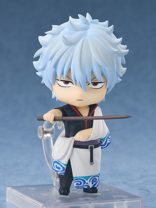 Figura Nendoroid de Gintoki Sakata de 10 cm basada en el anime Gintama, con kimono blanco, cabello plateado y espada en el hombro