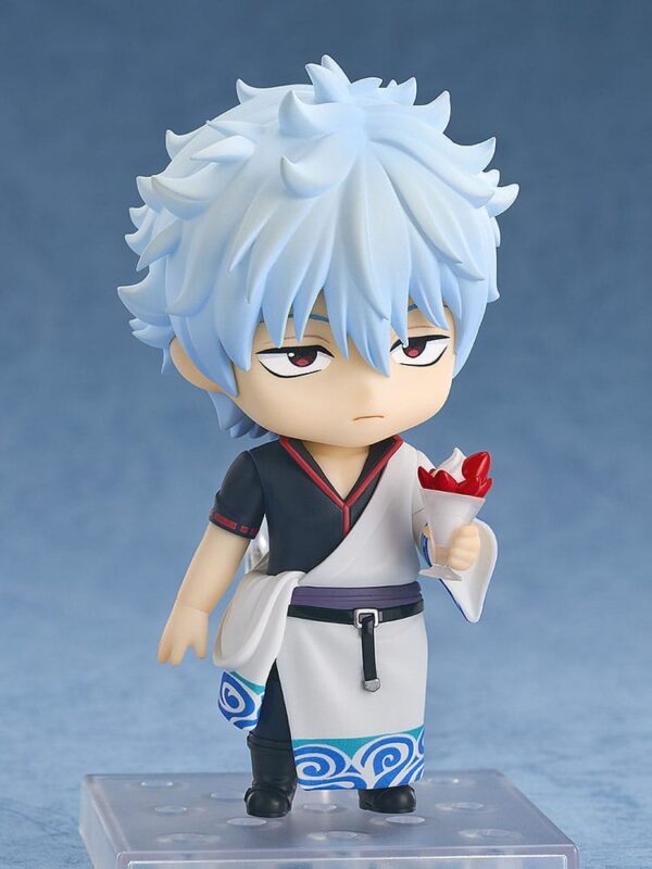 Figura Nendoroid de Gintoki Sakata de 10 cm basada en el anime Gintama, con kimono blanco, cabello plateado y espada en el hombro