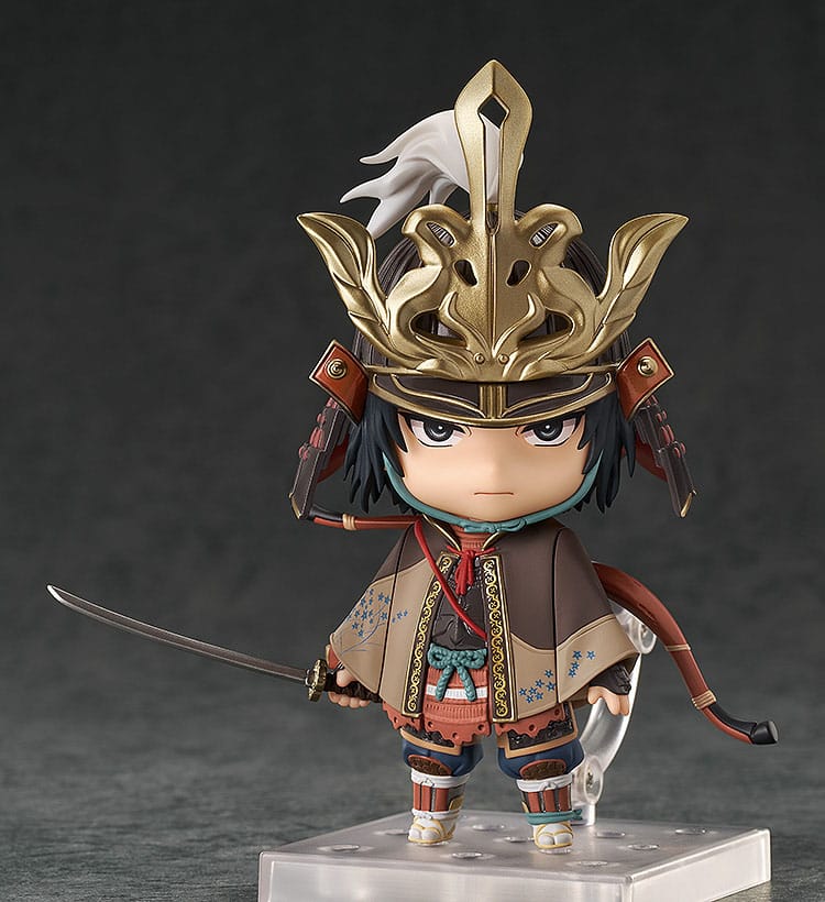 Figura Nendoroid Genichiro Ashina de "Sekiro: Shadows Die Twice" con katana y arco, expresión de odio, y detalles del personaje (10 cm).