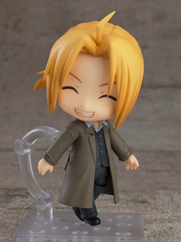 Figura Nendoroid Edward Elric Final Episode Version de 10 cm, con placas faciales intercambiables y accesorios como bolsa y martillo, basada en "Fullmetal Alchemist: Brotherhood".