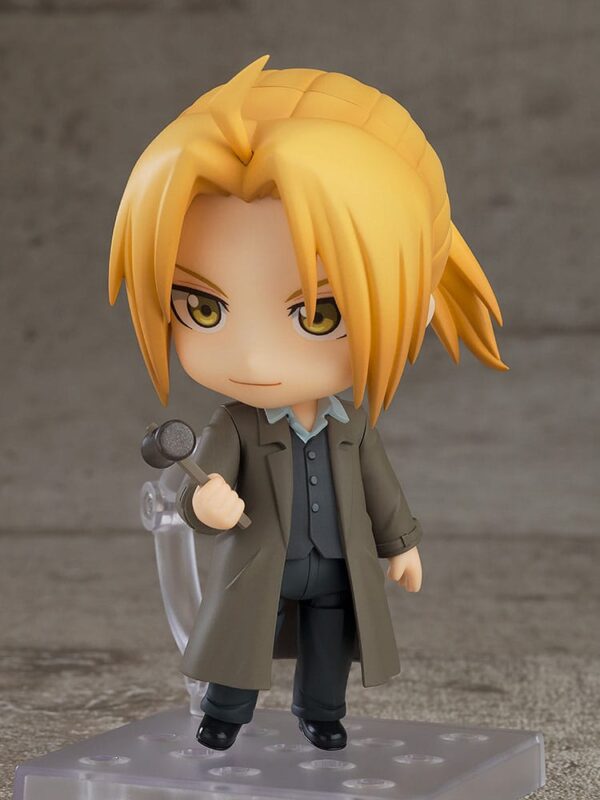 Figura Nendoroid Edward Elric Final Episode Version de 10 cm, con placas faciales intercambiables y accesorios como bolsa y martillo, basada en "Fullmetal Alchemist: Brotherhood".