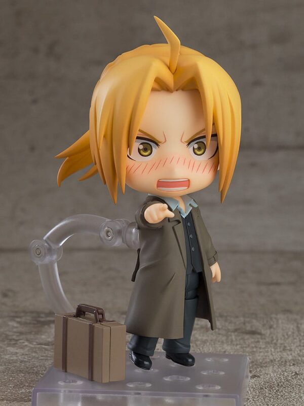 Figura Nendoroid Edward Elric Final Episode Version de 10 cm, con placas faciales intercambiables y accesorios como bolsa y martillo, basada en "Fullmetal Alchemist: Brotherhood".