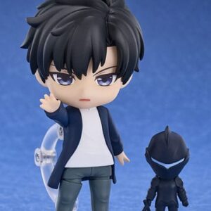 Figura Nendoroid de Sung Jinwoo de 10 cm, basada en Solo Leveling, con espadas de sombras y expresiones intercambiables.