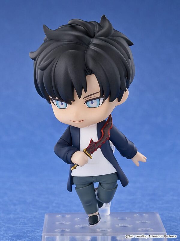 Figura Nendoroid de Sung Jinwoo de 10 cm, basada en Solo Leveling, con espadas de sombras y expresiones intercambiables.