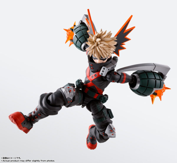 Figura de Katsuki Bakugo S.H. Figuarts de Tamashii Nations, basada en "My Hero Academia", disponible en Minami Shop con manos, expresiones faciales y efectos de explosión.