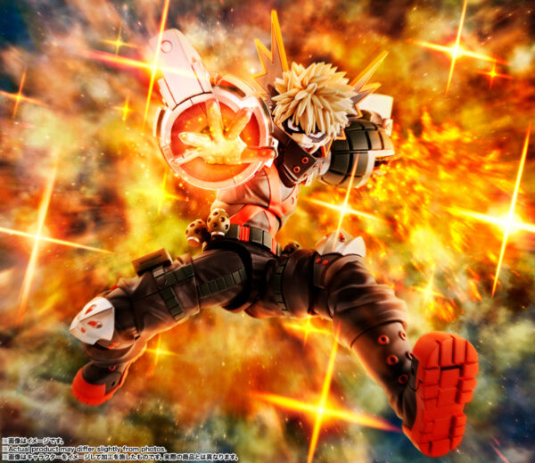 Figura de Katsuki Bakugo S.H. Figuarts de Tamashii Nations, basada en "My Hero Academia", disponible en Minami Shop con manos, expresiones faciales y efectos de explosión. minami shop