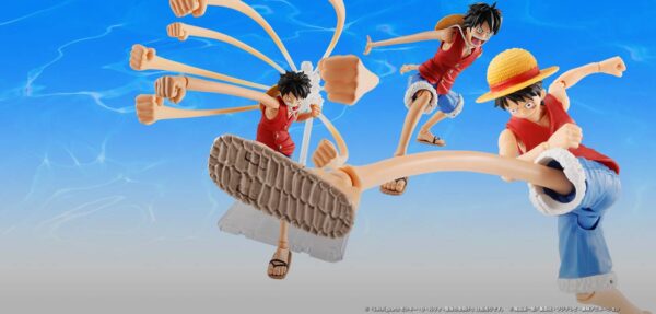 Set de partes opcionales para la figura de Monkey D. Luffy -Romance Dawn- S.H. Figuarts de Tamashii Nations, disponible en Minami Shop. Incluye brazos y piernas extensibles, efectos y sombrero de paja.