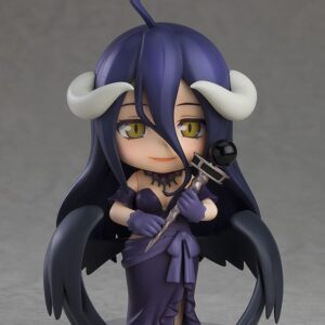 Figura Nendoroid de Albedo: Dress Ver. de 10 cm, con vestido blanco y grandes alas negras, basada en el anime Overlord.