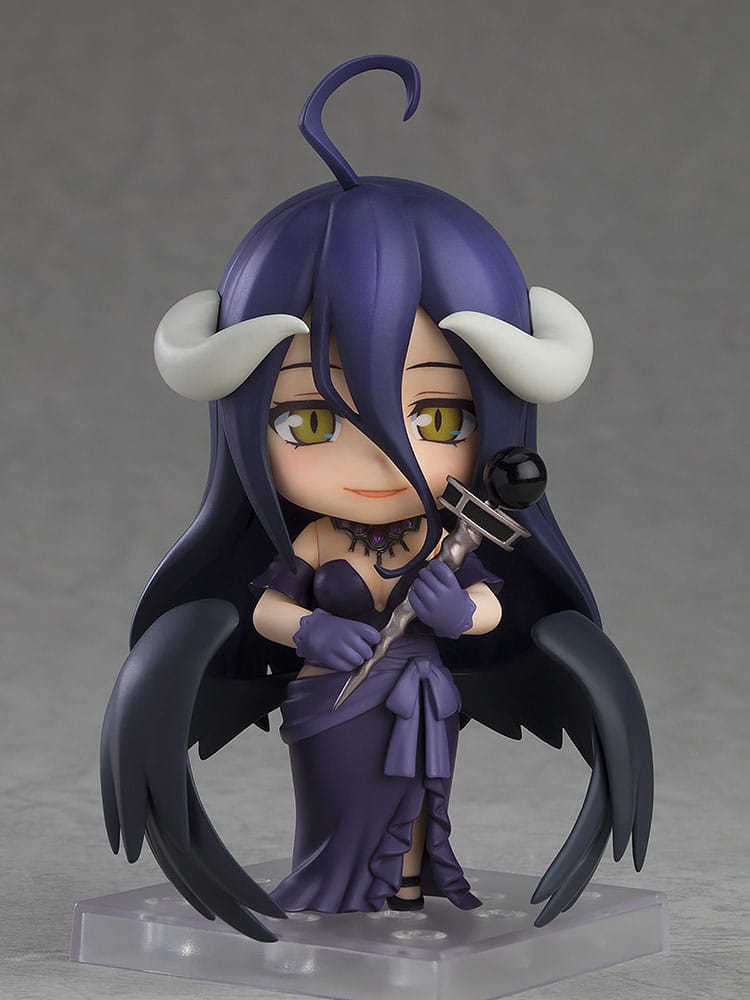 Figura Nendoroid de Albedo: Dress Ver. de 10 cm, con vestido blanco y grandes alas negras, basada en el anime Overlord.