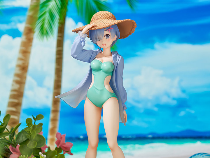 Figura de Rem Summer Vacation Ver. de 21 cm de Re. Incluye traje de baño veraniego y base para exposición. Fabricada en PVC por SEGA.